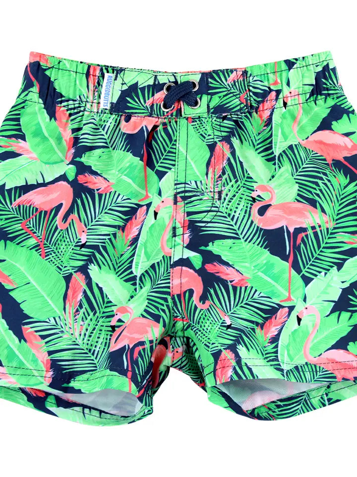 Flamingo Frenzy Swim Trunks