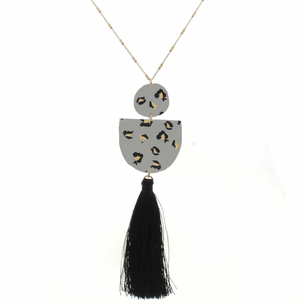Grey Leopard Print Necklace